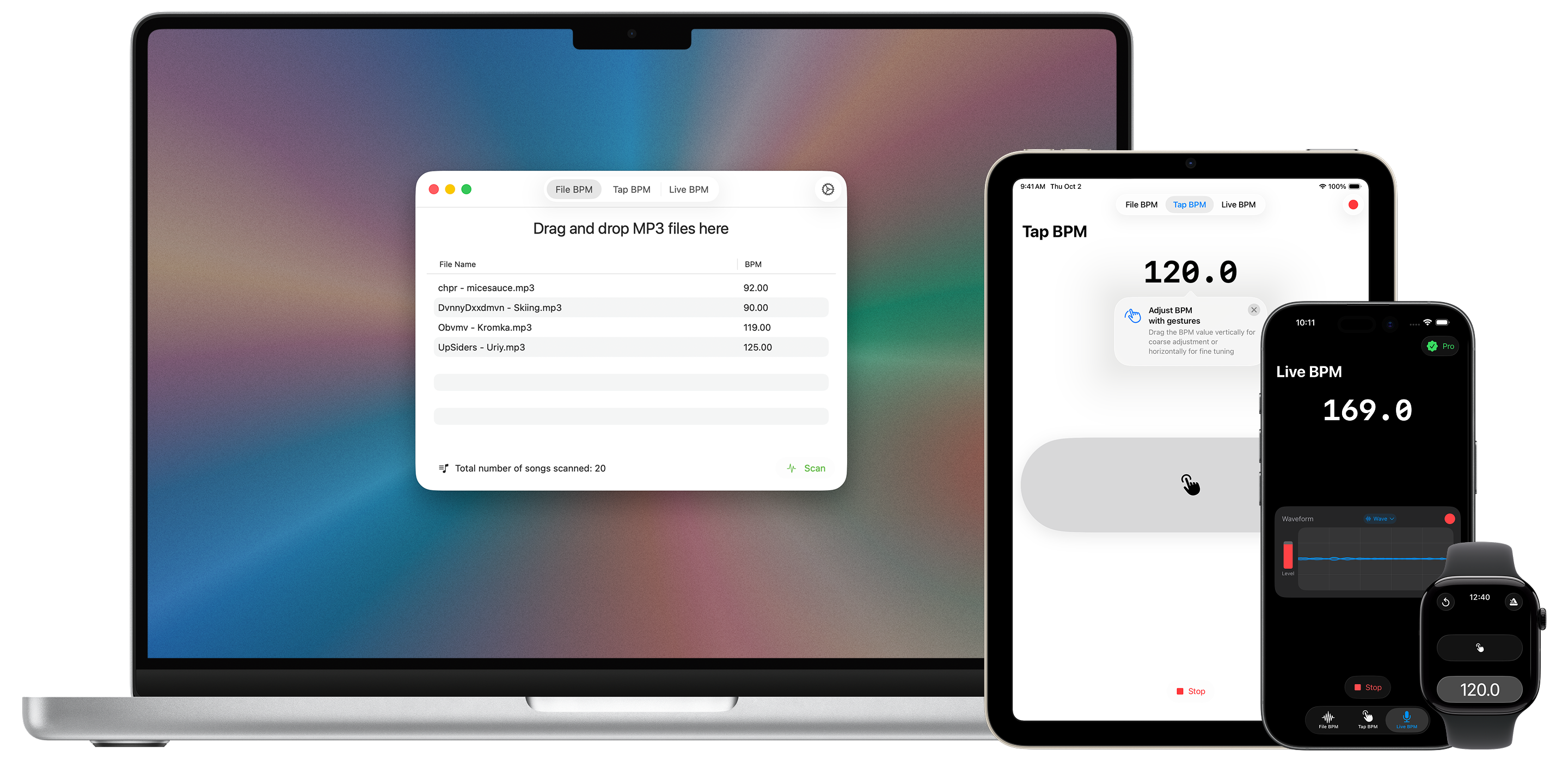 BPM Analyzer on Mac, iPhone, iPad, and Apple Watch