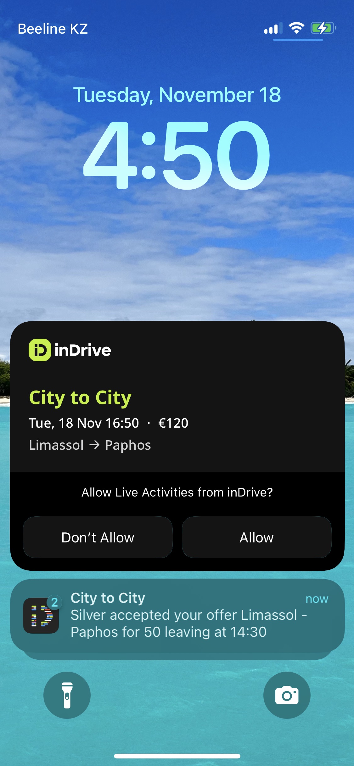 inDrive Live Activity widget